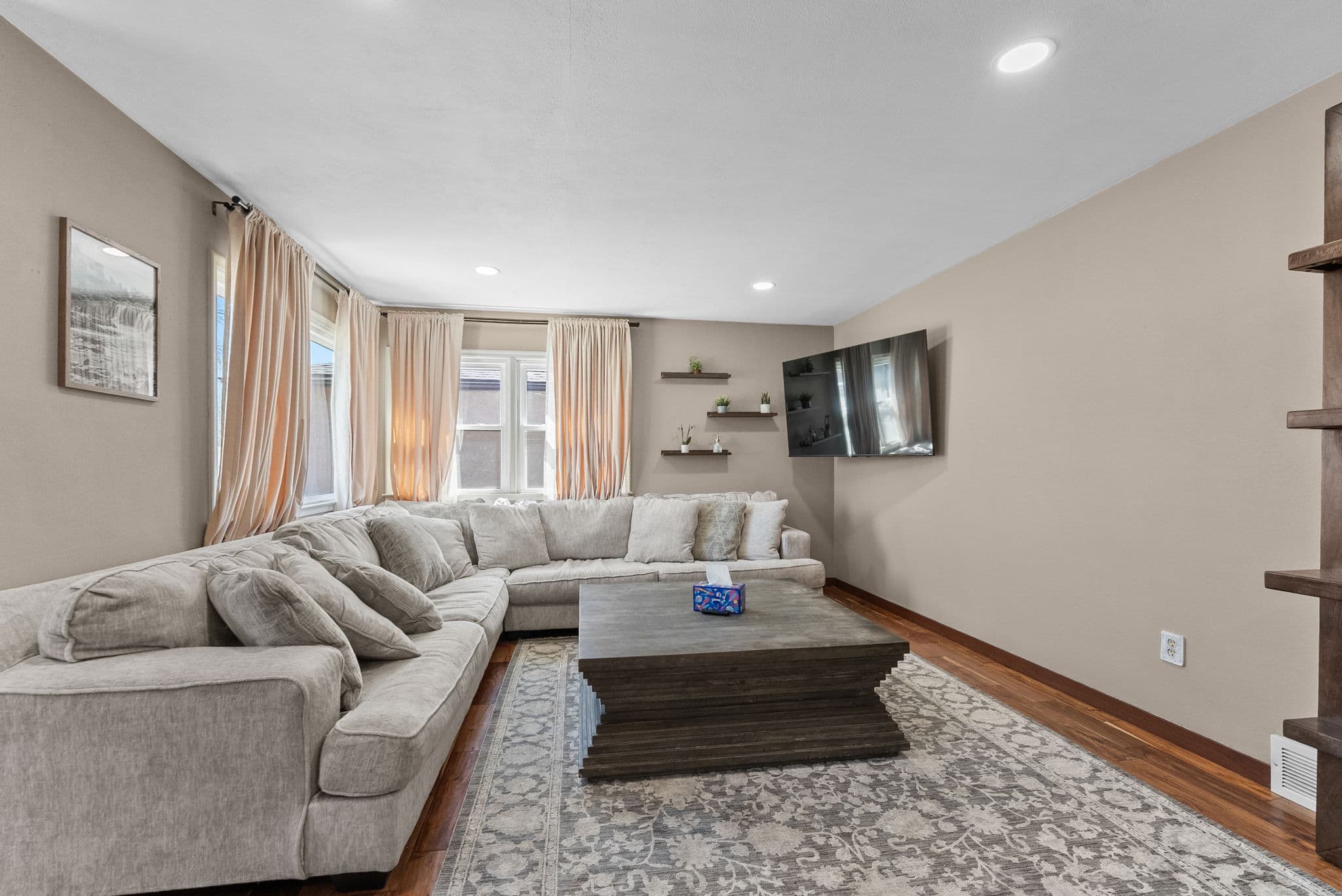 The Family Fun House living room, warm and welcoming